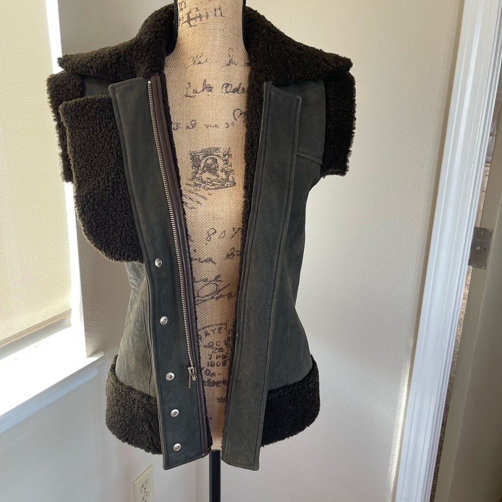 Derek Lam motorcycle biker zip-up vest. Brown. 100% Pelle Di Angelo lambskin. 4 - Picture 4 of 11
